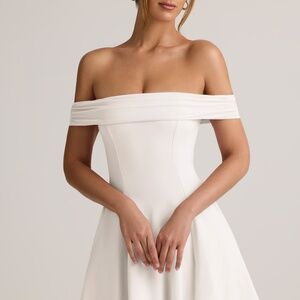 Oh Polly Modal Off-Shoulder A-Line Mini Dress in White Size MM